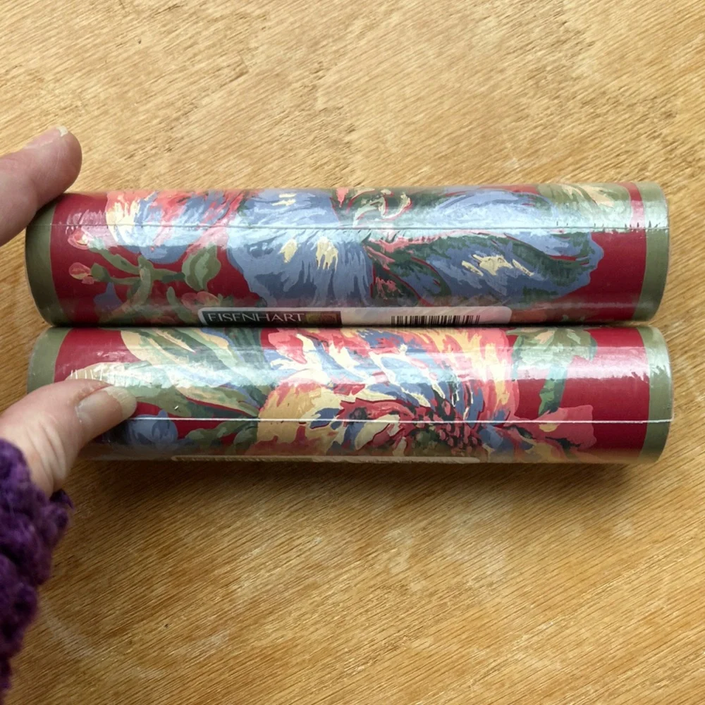 Eisenhart Wallpaper Borders Red Blue Floral Prepasted 10 Total Yards X 6.7” New